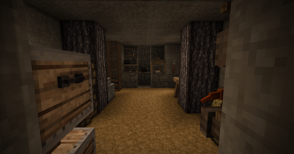 The main room, with the kitchen