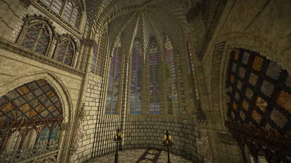 Removed the statue to give better look at the stained glass